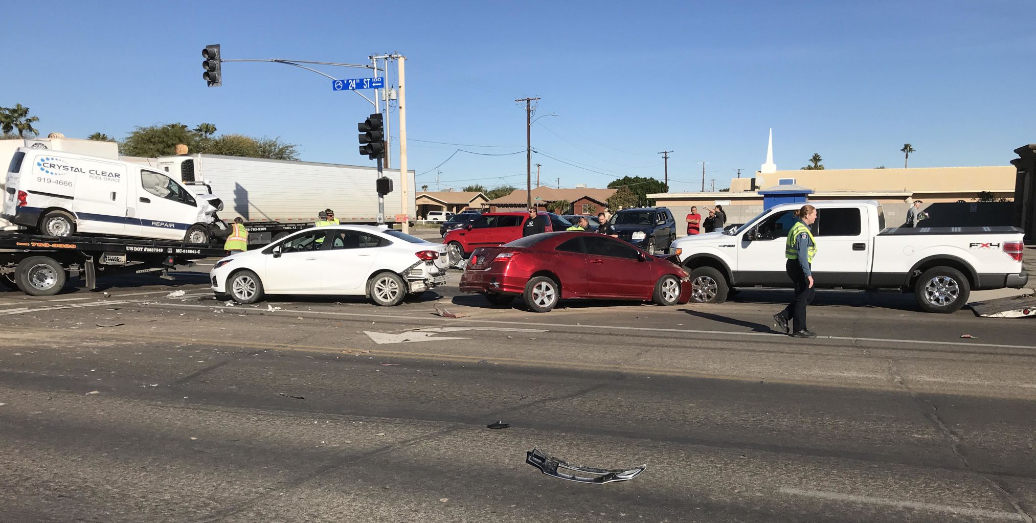 No injuries in four-car crash on 24th St.